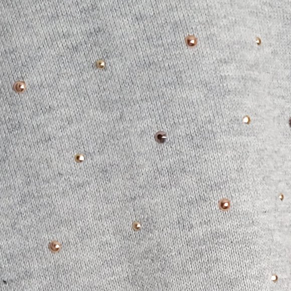 TOMMY HILFIGER Grey Cotton V-neck Sweater w Rose Gold Studs size XL - Picture 6 of 12